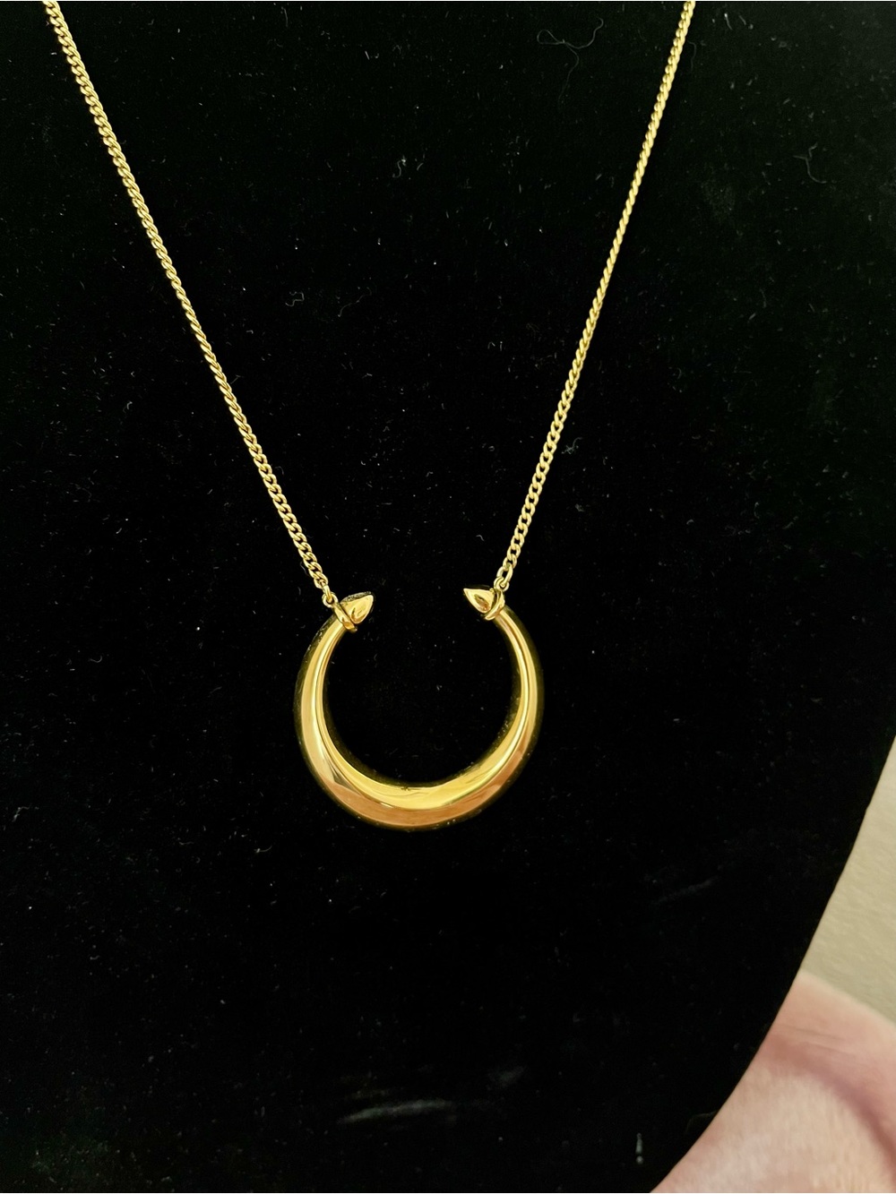 Stella & Dot Gold Crescent Half Moon Pendant Necklace